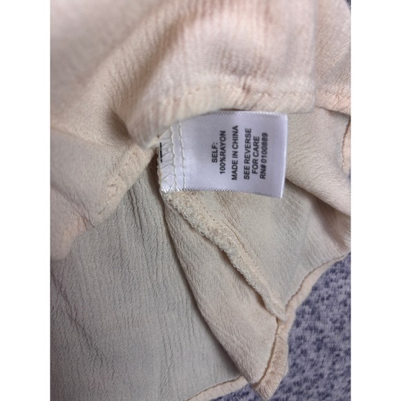 Keren Hart Womens Medium top Cream Boho Gauze Crochet Lace Ruffle Hem Peasant - Picture 9 of 11